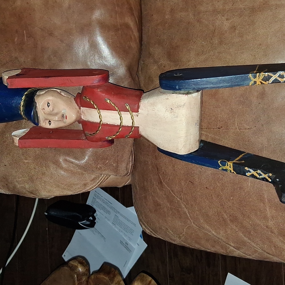 Vintage Hand Carved Wooden Soldier Moving Hands and Legs 17”